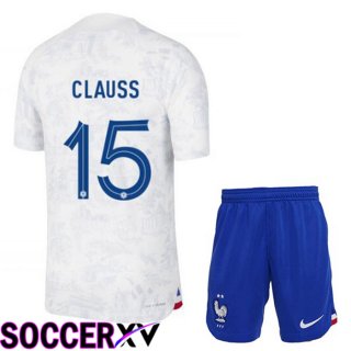 France (CLAUSS 15) Kids Away Jersey White World Cup 2022