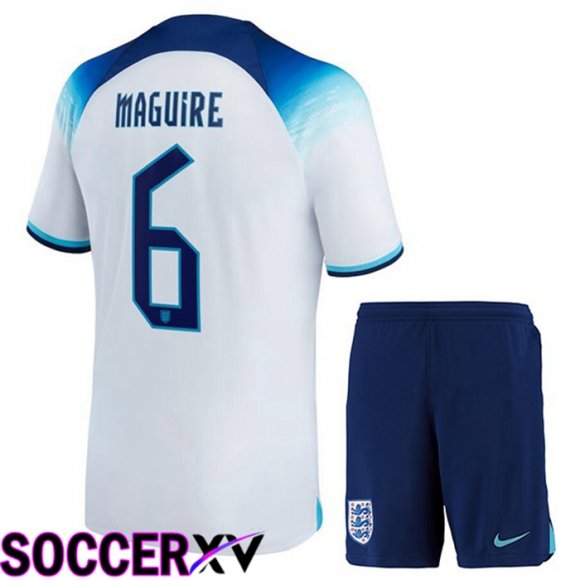 England (MAGUIRE 6) Kids Home Jersey White World Cup 2022