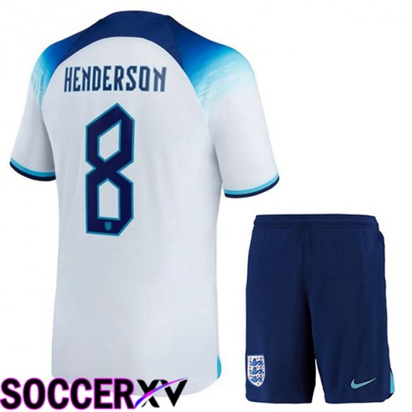 England (HENDERSON 8) Kids Home Jersey White World Cup 2022