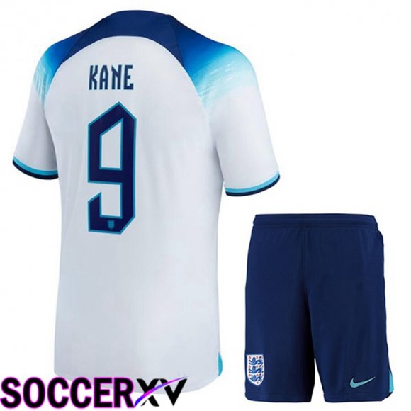 England (KANE 9) Kids Home Jersey White World Cup 2022