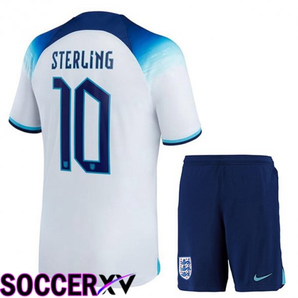 England (STERLING 10) Kids Home Jersey White World Cup 2022