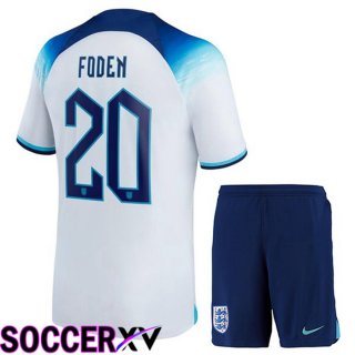 England (FODEN 20) Kids Home Jersey White World Cup 2022