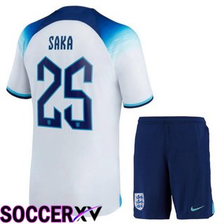 England (SAKA 25) Kids Home Jersey White World Cup 2022