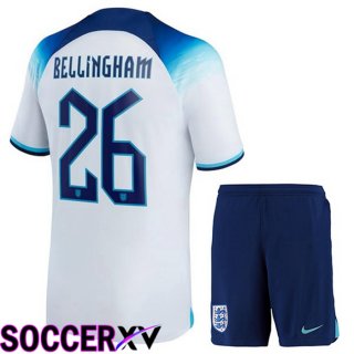 England (BELLINGHAM 26) Kids Home Jersey White World Cup 2022