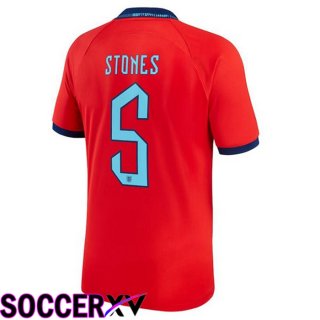 England (STONES 5) Away Jersey Red World Cup 2022