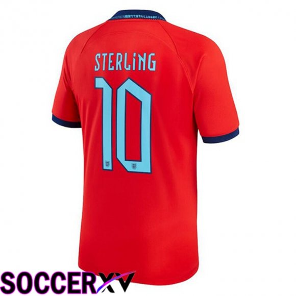 England (STERLING 10) Away Jersey Red World Cup 2022