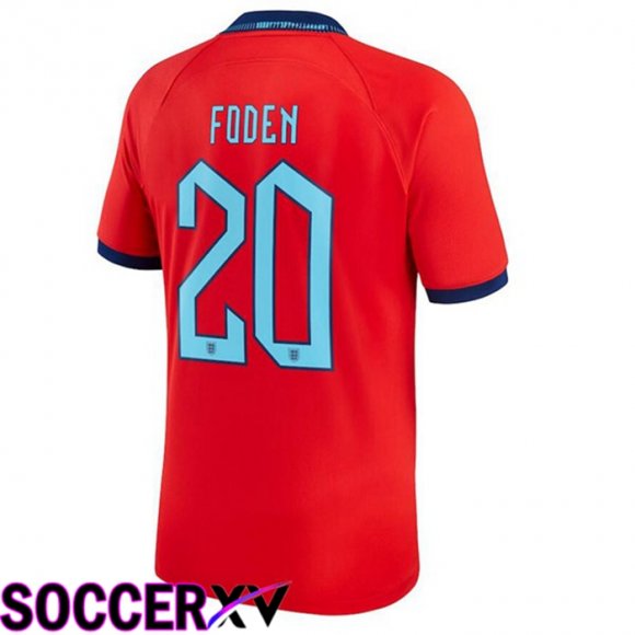 England (FODEN 20) Away Jersey Red World Cup 2022