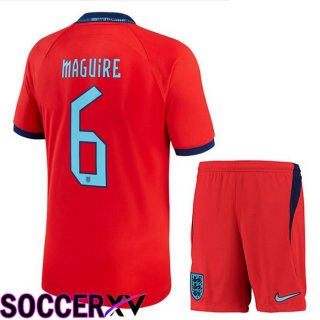 England (MAGUIRE 6) Kids Away Jersey Red World Cup 2022