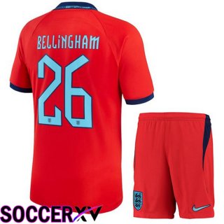 England (BELLINGHAM 26) Kids Away Jersey Red World Cup 2022