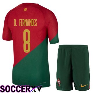 Portugal (J. MOUTINHO 8) Kids Home Jersey Red Green World Cup 2022