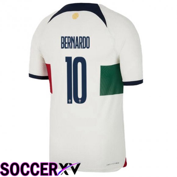 Portugal (BERNARDO 10) Away Jersey White Red World Cup 2022