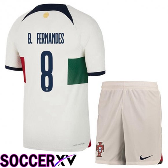 Portugal (J. MOUTINHO 8) Kids Away Jersey White Red World Cup 2022