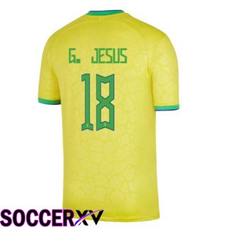 Brazil (G. JESUS 18) Home Jersey Yellow World Cup 2022