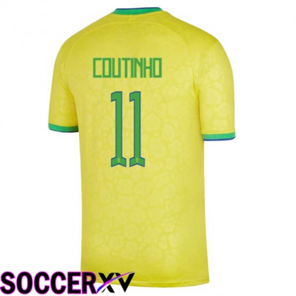 Brazil (COUTINHO 11) Home Jersey Yellow World Cup 2022