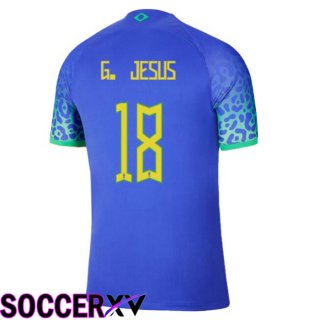 Brazil (G. JESUS 18) Away Jersey Blue World Cup 2022