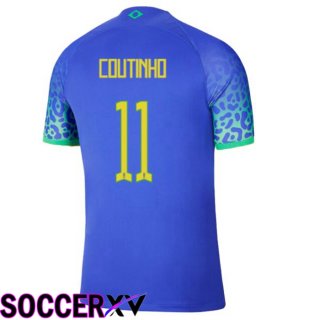 Brazil (COUTINHO 11) Away Jersey Blue World Cup 2022