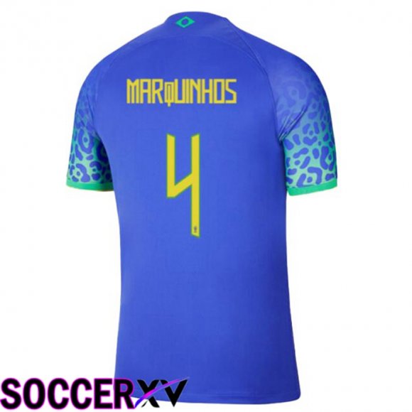 Brazil (MARQUINHOS 4) Away Jersey Blue World Cup 2022