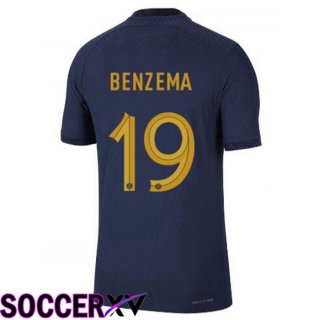 France (BENZEMA 19) Home Jersey Royal Blue World Cup 2022