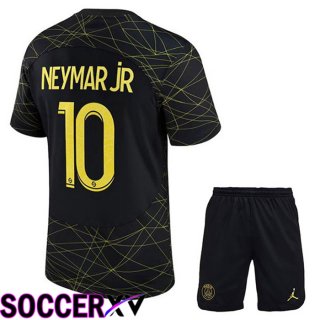 Paris Saint Germain (NEYMAR JR 10) Kids Soccer Jersey Fourth Black 2022/2023