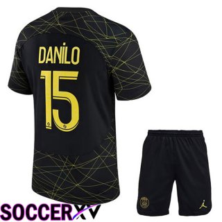 Paris Saint Germain (DANILO 15) Kids Soccer Jersey Fourth Black 2022/2023