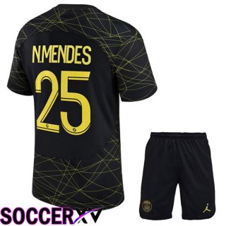 Paris Saint Germain (N.MENDES 25) Kids Soccer Jersey Fourth Black 2022/2023