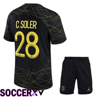 Paris Saint Germain (C. SOLER 28) Kids Soccer Jersey Fourth Black 2022/2023