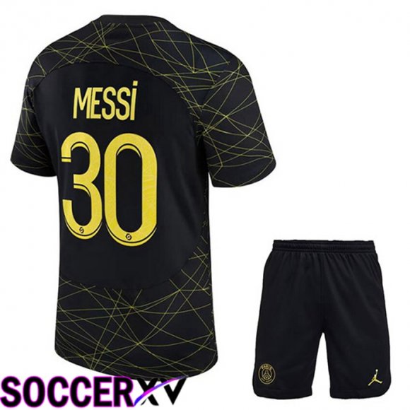 Paris Saint Germain (MESSI 30) Kids Soccer Jersey Fourth Black 2022/2023