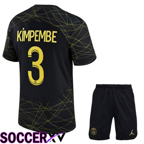 Paris Saint Germain (KIMPEMBE 3) Kids Soccer Jersey Fourth Black 2022/2023