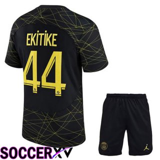 Paris Saint Germain (EKITIKE 44) Kids Soccer Jersey Fourth Black 2022/2023