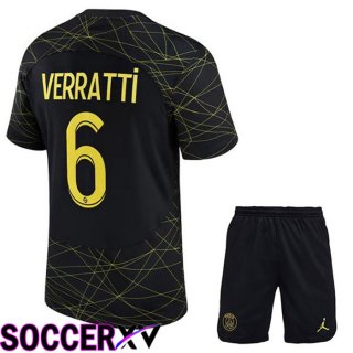 Paris Saint Germain (VERRATTI 6) Kids Soccer Jersey Fourth Black 2022/2023