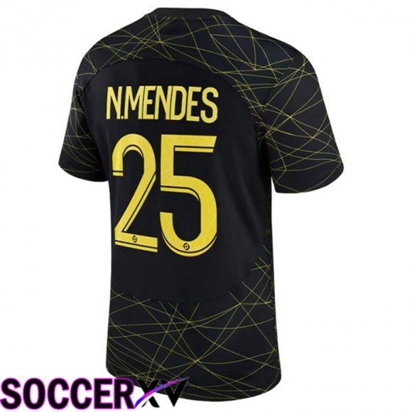 Paris Saint Germain (N.MENDES 25) Soccer Jersey Fourth Black 2022/2023