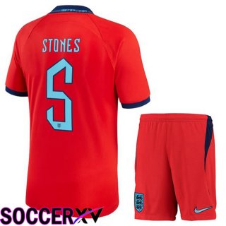 England (STONES 5) Kids Away Jersey Red 2023/2023