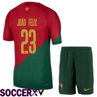 Portugal (JOÃO FÉLIX 23) Kids Home Jersey Red Green 2023/2023