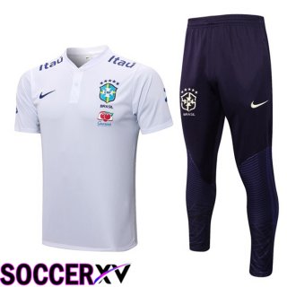 Brazil Polo Jersey + Pants White 2022/2023