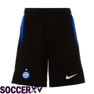 Inter Milan Soccer Shorts Home Black Blue 2022/2023