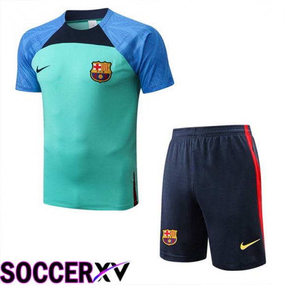 FC Barcelona Training T Jersey + Shorts Green 2022/2023