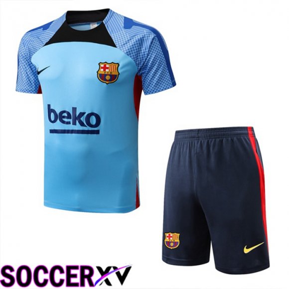 FC Barcelona Training T Jersey + Shorts Blue 2022/2023