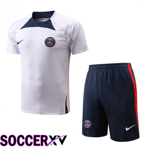 Paris Saint Germain Training T Jersey + Shorts White 2022/2023