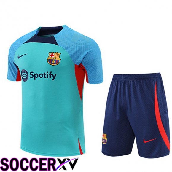 FC Barcelona Training T Jersey + Shorts Cyan 2022/2023