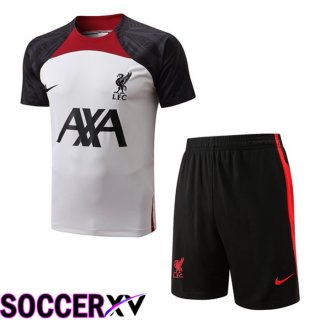 FC Liverpool Training T Jersey + Shorts White Black 2022/2023