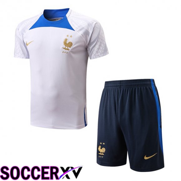 France Training T Jersey + Shorts White 2022/2023