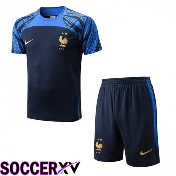 France Training T Jersey + Shorts Royal Blue 2022/2023