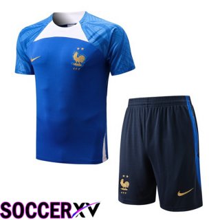 France Training T Jersey + Shorts Blue 2022/2023