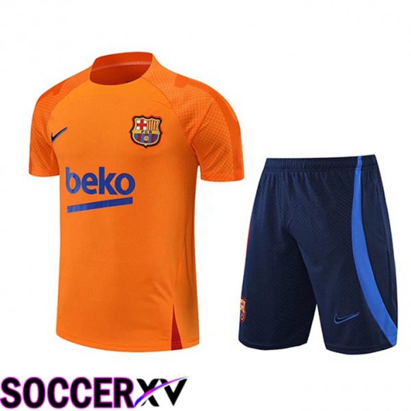 FC Barcelona Training T Jersey + Shorts Orange 2022/2023