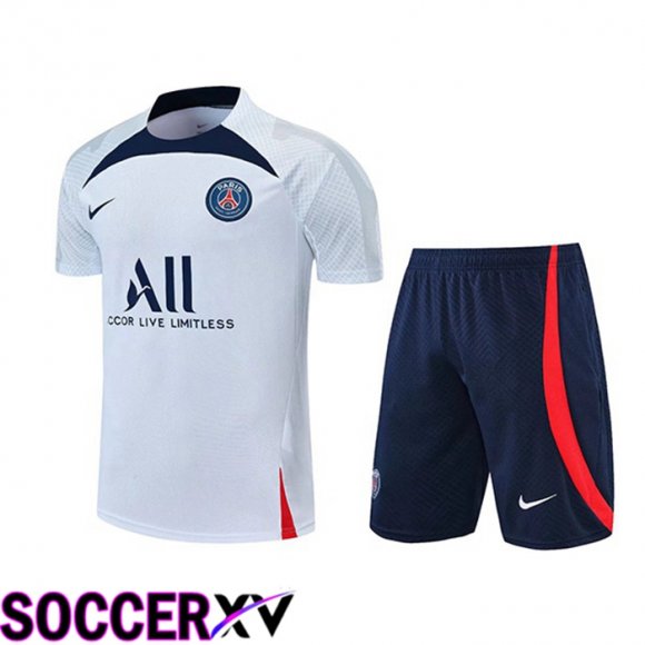 Paris Saint Germain Training T Jersey + Shorts White 2022/2023