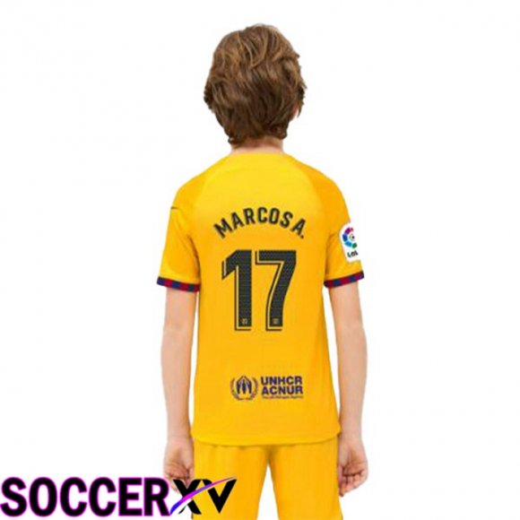 FC Barcelona (MARCOS A. 17) Kids Soccer Jersey Fourth Yellow 2022/2023