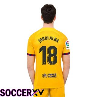 FC Barcelona (JORDI ALBA 18) Soccer Jersey Fourth Yellow 2022/2023