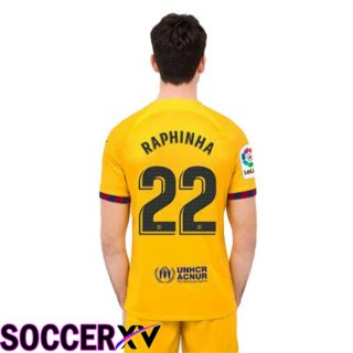 FC Barcelona (RAPHINHA 22) Soccer Jersey Fourth Yellow 2022/2023