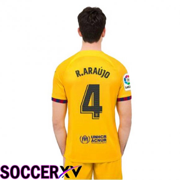 FC Barcelona (R. ARAUJO 4) Soccer Jersey Fourth Yellow 2022/2023