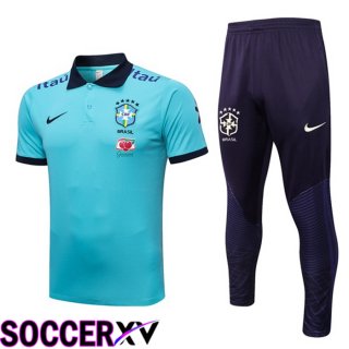 Brazil Soccer Polo + Pants Blue 2023/2024